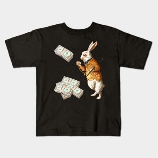 time is money rabbit and money Kids T-Shirt